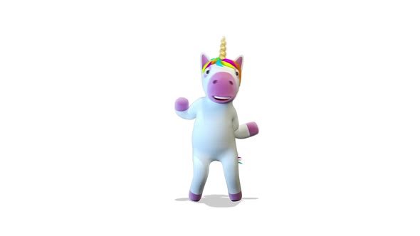 Unicorn Dancing A Dance Maraschino Step on White Background