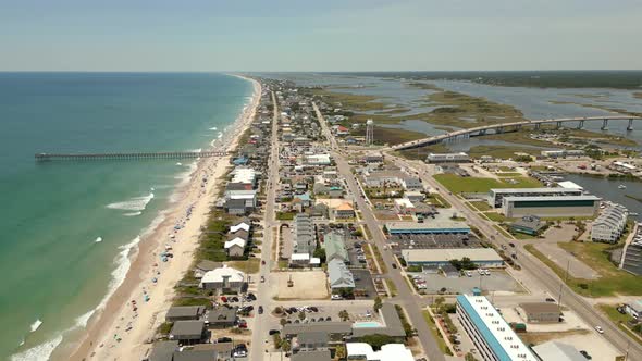 Aerial Video Surf City Bridge North Carolina Usa