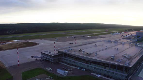 Airport apron and runway aerial view_11