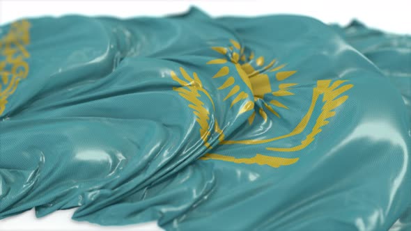 Kazakhstan Flag On A White Chalkboard 