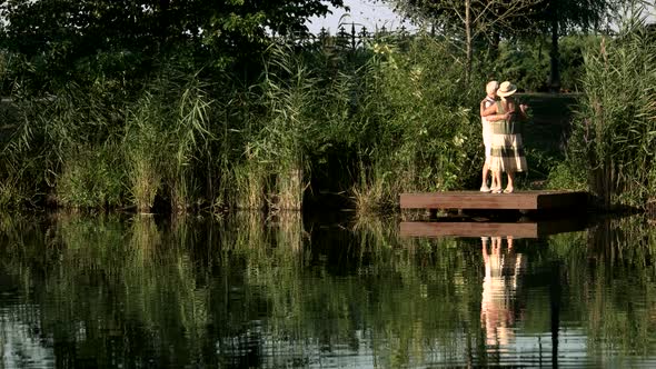 Beautiful Dance of Elderly Couple Outdoors.