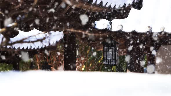 Snowy Folk Village Beautiful Korean Winter Emotional Landscape