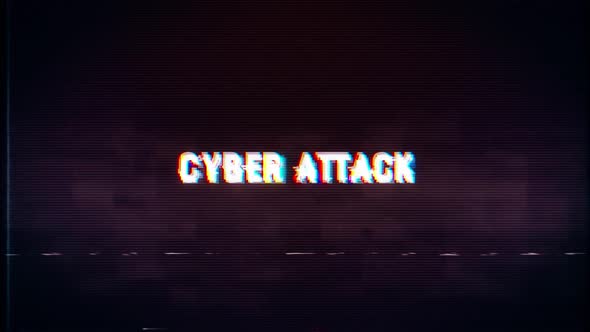 Cyber Attack text with glitch retro effect