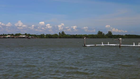 Thailand boats on the water in Krabi. (Slow motion - Angle 007)