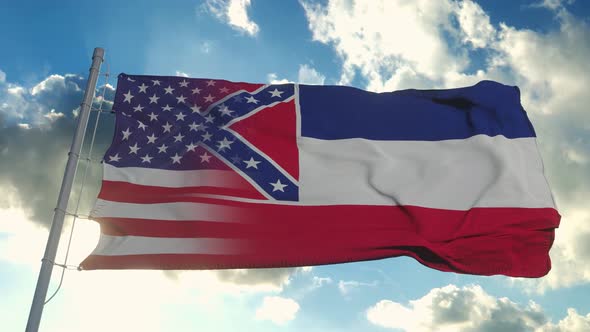 Flag of USA and Mississippi State