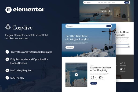 Cozylive – Hotel & Resort Elementor Template Kit – 0 Sold!