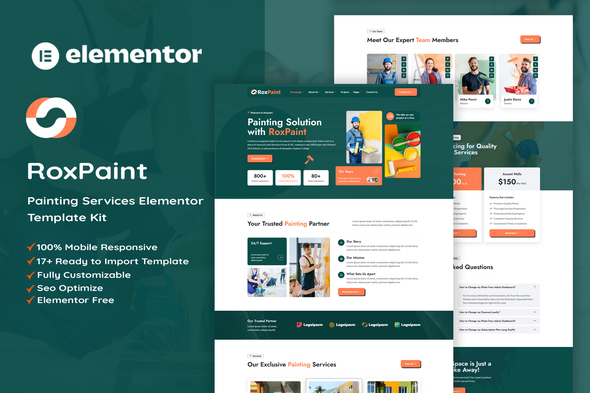 RoxPaint – Painting Services Elementor Template Kit – 0 Sold!