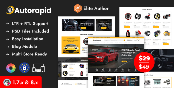 Autorapid – Auto Parts and Car Accessories Store Prestashop Responsive Theme – 0 Sold!