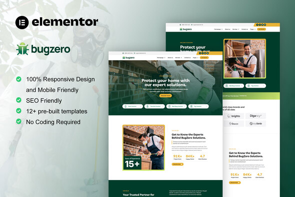 BugZero – Pest Control Service Elementor Pro Template Kit – 0 Sold!