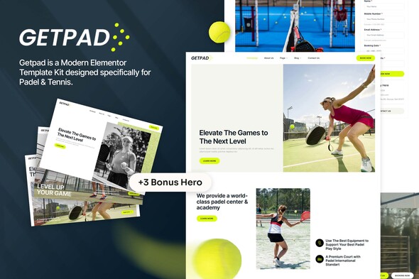 Getpad – Padel & Tennis Elementor Template Kit – 0 Sold!