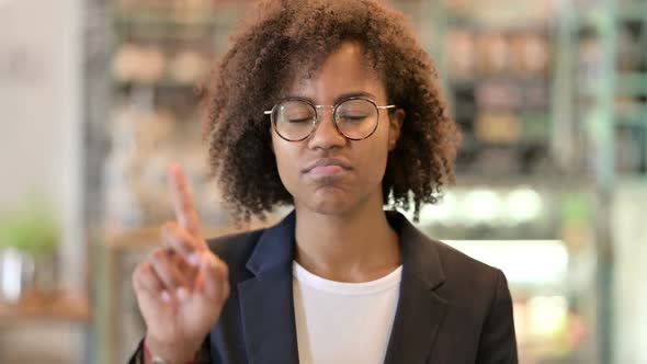 Attractive African Businesswoman Saying No By Finger
