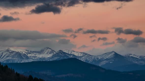 Panoramic Evening Sky over Alps Mountains