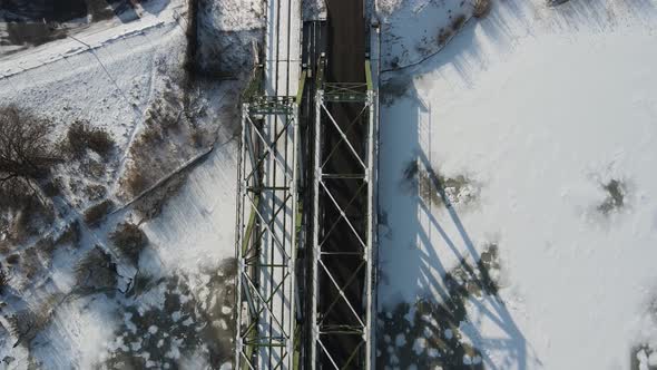 Winter bridge aerial view