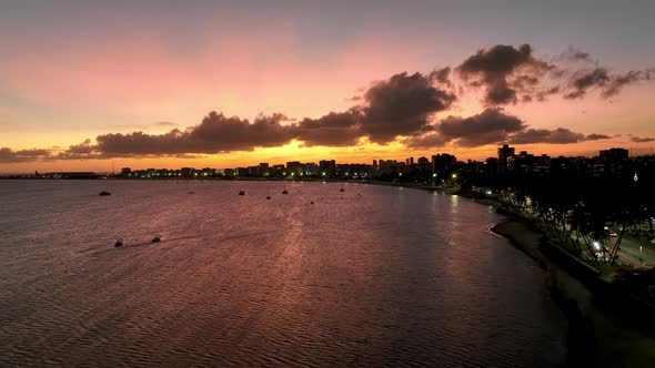 Sunset at Maceio Alagoas Brazil. Landmark beach at Northeast Brazil. 