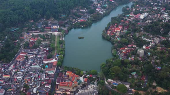 Aerial view of Kendy, a small town in Sri Lanka