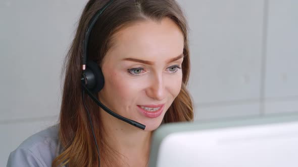 Business People Wearing Headset Working in Office