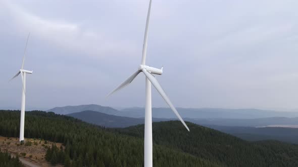 Aerial shot of a wind farm