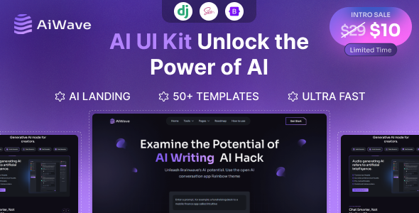 Aiwave – Django 5 – AI SaaS Website + Dashboard UI Kit – 0 Sold!