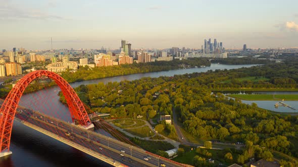 Modern Cable-stayed Bridge in Moscow