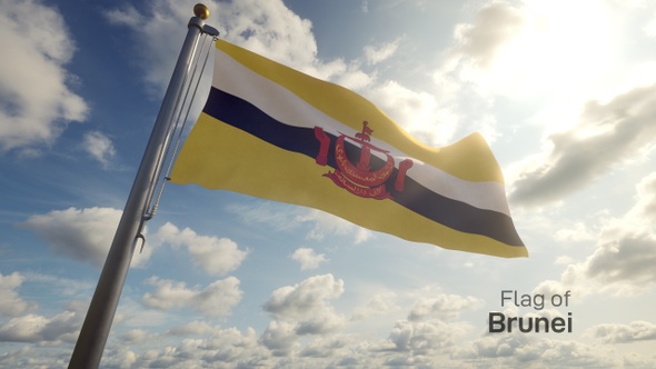 Brunei Flag on a Flagpole