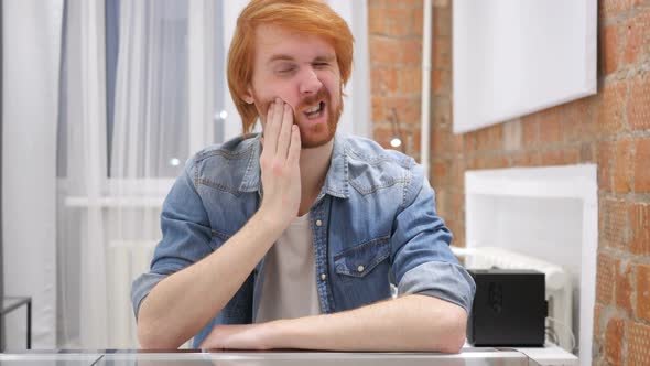 Toothache, Redhead Beard Man with Tooth Infection