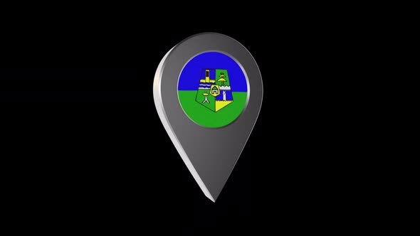 3d Animation Map Navigation Pointer With Flag Of Rabat (Morocco) With Alpha Channel - 2K