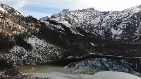 Beautiful Winter Landscape on the Lake Offensee in the Mountains in Upper Austria Salzkammergut