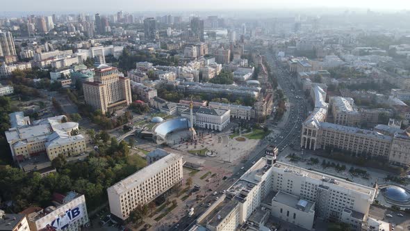 Cityscape of Kyiv, Ukraine. Aerial View, Slow Motion