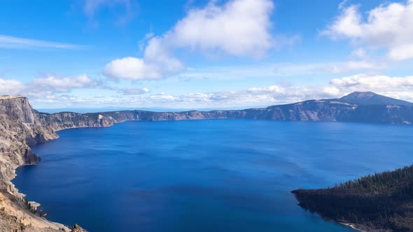 Time lapse of clouds moving above Crater Lake in Oregon