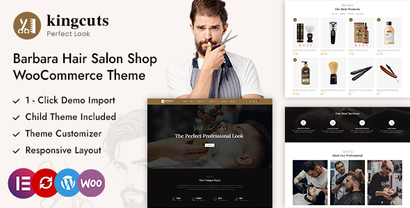 Kingcuts – Hair Salon and Barber Shop WordPress WooCommerce Theme – 0 Sold!