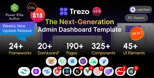 Trezo - Tailwind, Bootstrap, Material, React, Angular, Vue, Laravel ASP.net Admin Dashboard Template