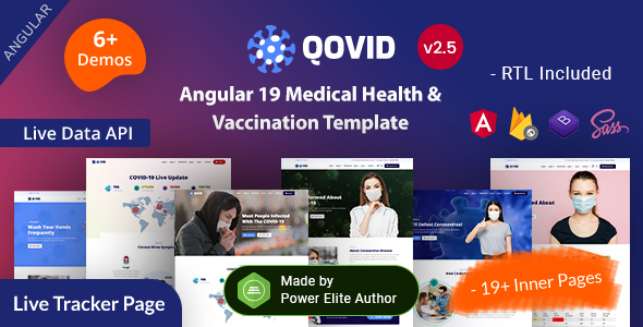 Qovid - Angular 19 Medical Health & Vaccination Centers Template