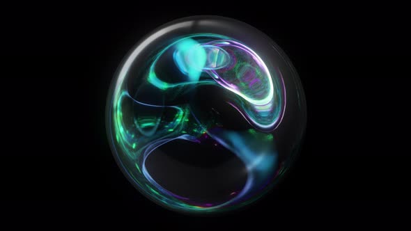 Glowing magic neon sphere on dark background.