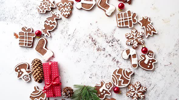 Different Shapes of Christmas Gingerbread Cookies Assorted in Circle