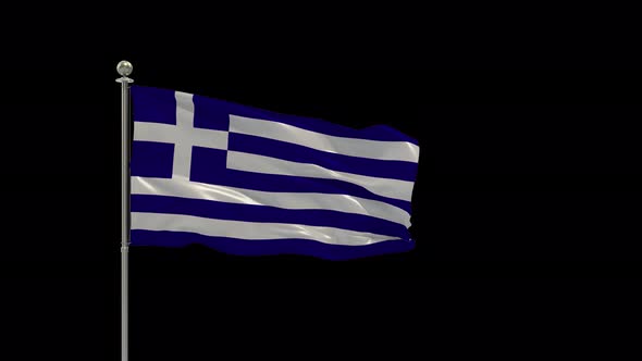 Greece Looping Of The Waving Flag Pole With Alpha