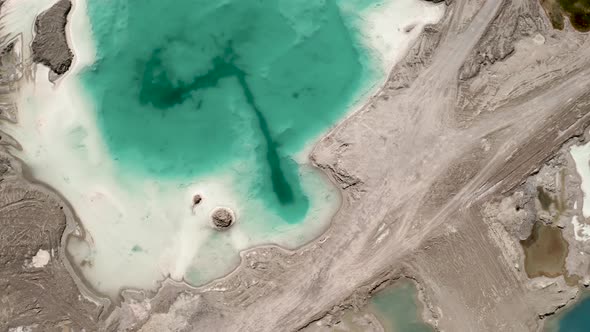 Aerial of salt lakes, natural landscape in Qinghai, China.
