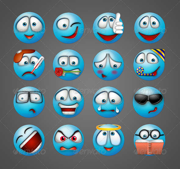 Blue Painted Emoticons