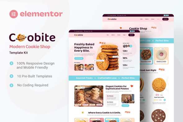 Coobite – Modern Cookie Shop Elementor Template Kit – 0 Sold!