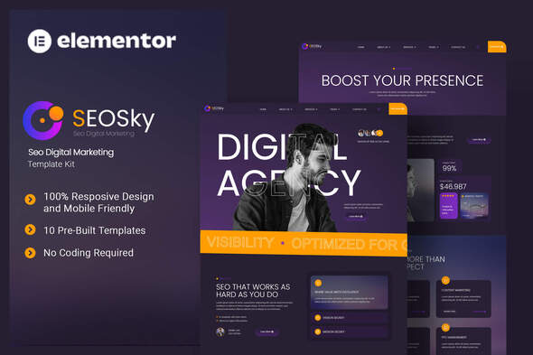 Seosky – Seo Digital Marketing Elementor Template Kit – 0 Sold!