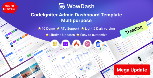 WowDash – CodeIgniter – Multipurpose Admin Dashboard Template – 0 Sold!