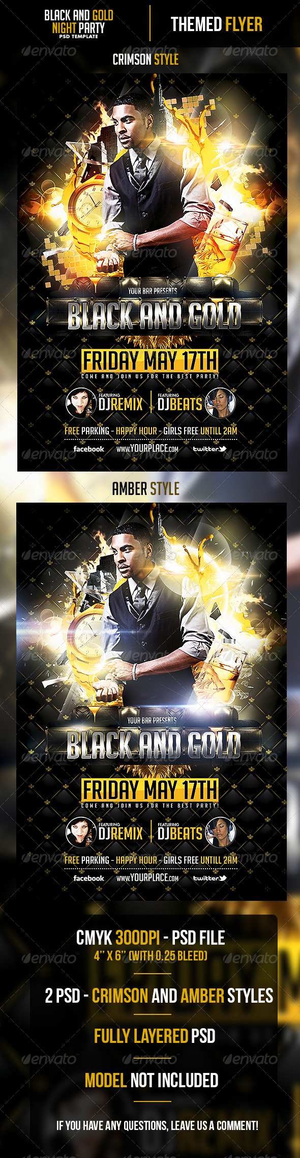Black and Gold Night Flyer Template