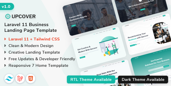 Upcover – Laravel 11 Business Landing Page Template – 0 Sold!