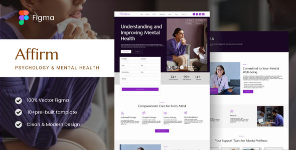 Affirm – Psychology & Mental Health Figma Template – 0 Sold!