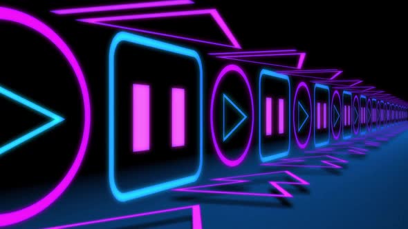 Neon Retro Audio Player Icons