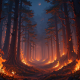 Forest Trees Burning Down