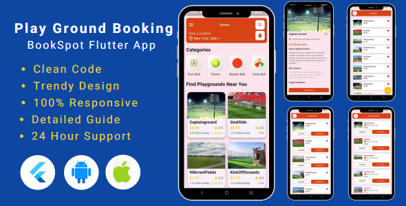 Play Ground Booking App | BookSpot UI Kit Template | Flutter | Easy Sports Venue Reservations App