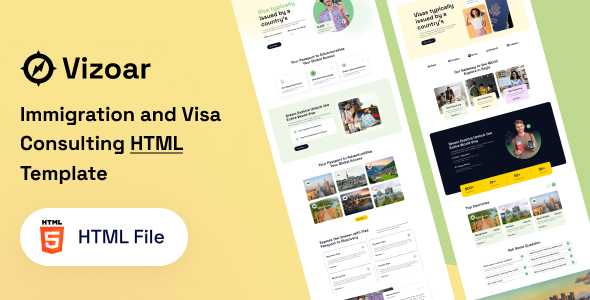 Vizoar – Immigration and Visa Consulting HTML Template – 0 Sold!