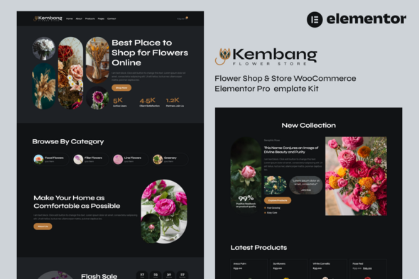 Kembang – Flower Shop & Store WooCommerce Elementor Pro Template Kit – 0 Sold!