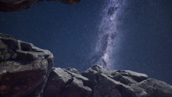 Hyperlapse Astrophotography Star Trails Over Sandstone Canyon Walls