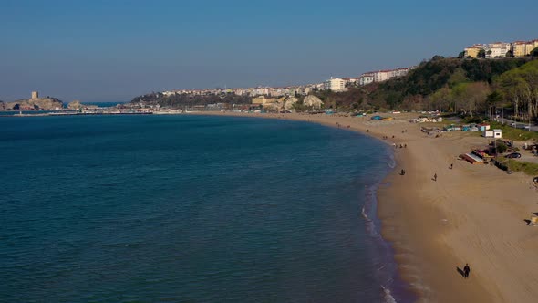 Drone view of beautiful seamless never ending footage while turquiose sea waves 13